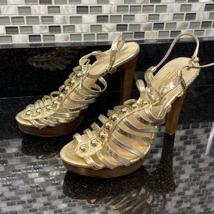 Coach Sarafina Gold Platform Sandal Size 7.5